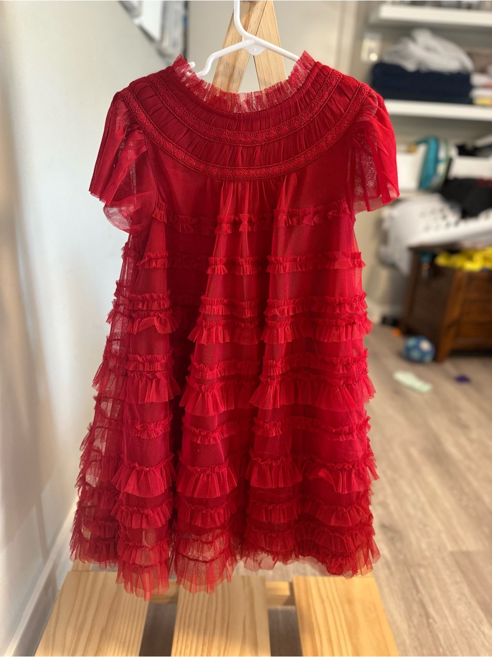 Mini Boden Red Ruffle Tulle Dress